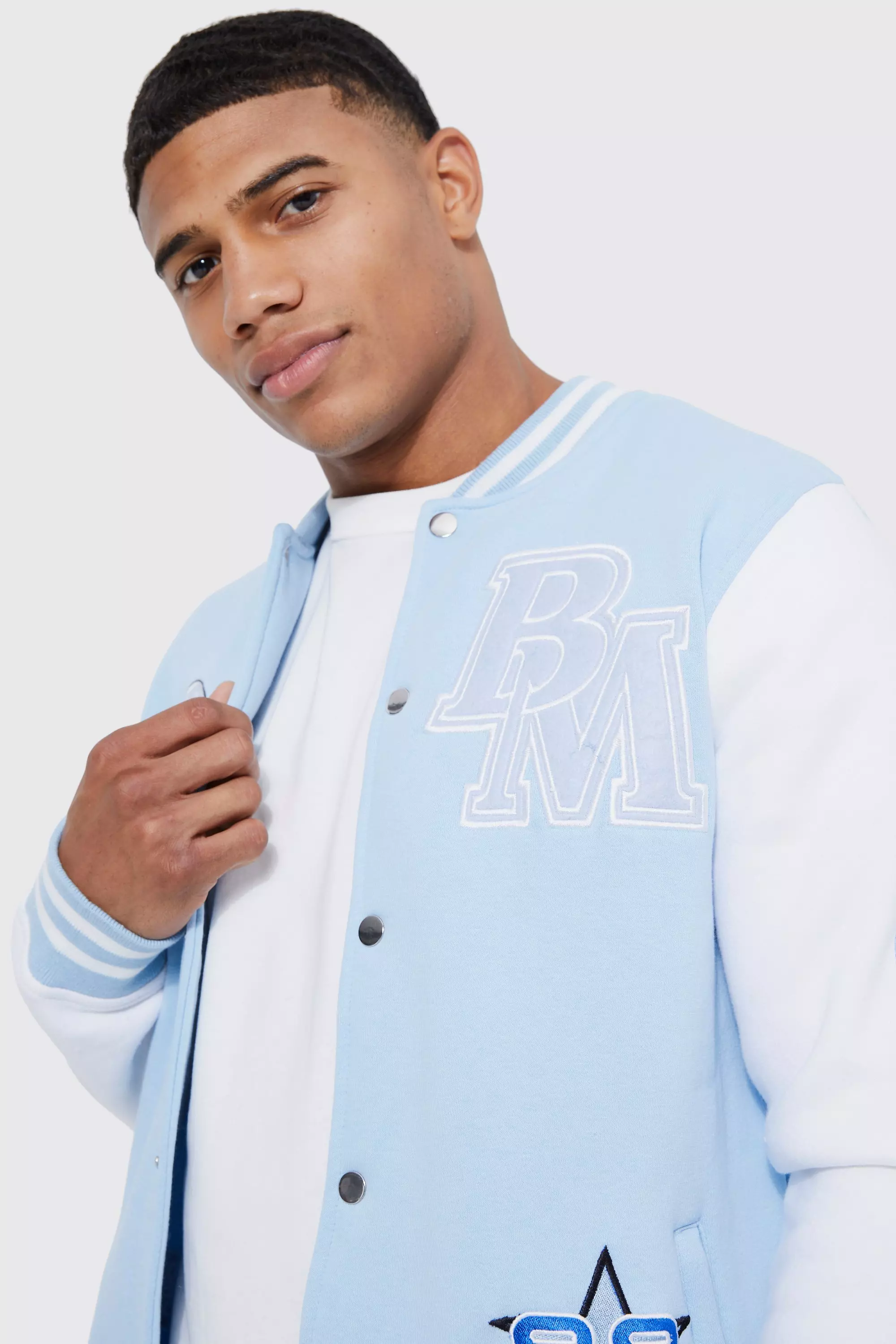 Light blue letterman clearance jacket